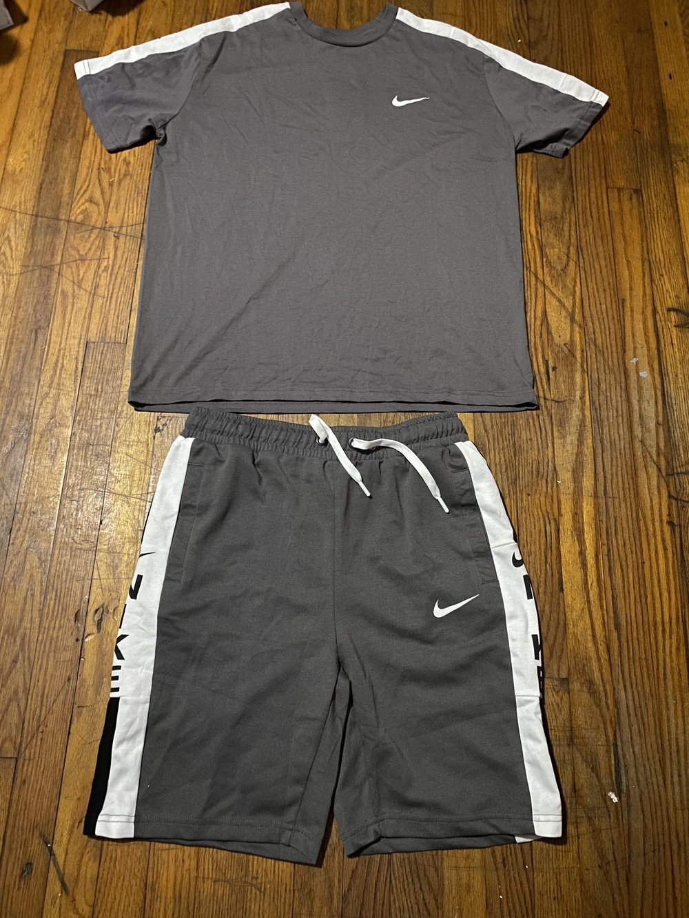 Nike Dark Gray Athletic Shorts with White Side Panels